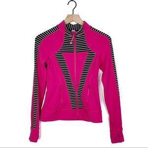 Ivivva Hot Pink Black Stripe Zip Up Girls Jacket Lulu